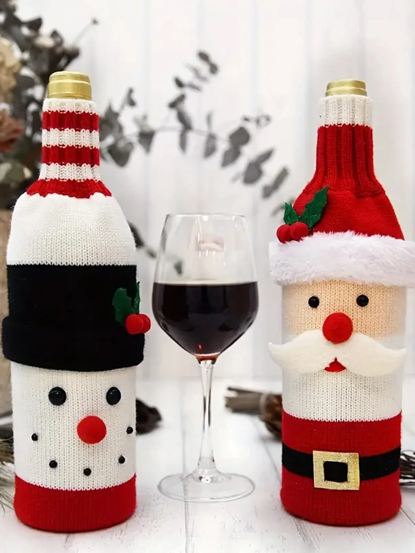 Wine Bottle Cover 1pc Red Velvet Champagne Bottle Sleeves for Holiday Decorations