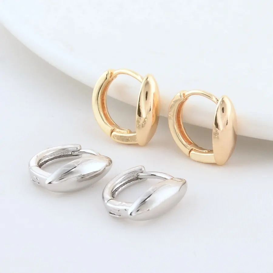 

6PCS 11.5MM 14K Gold Color Brass Oval Earrings Hoops High Quality Jewelry Making Supplies Diy Findings Accessories