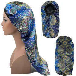 Newly Hot Sale Double-Layer Satin Long Tube Nightcap Hair Care Thermal Heat Cap Beauty and Hairdressing Hat Bonnets for Women