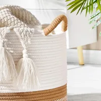 Large Blanket Basket,Woven Baskets for storage Baby Laundry Hamper, Cotton Rope Blanket Basket for Living Room, Laundry 4