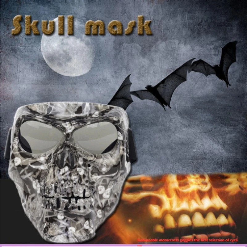 

2023 New Skull Mask Goggles Halloween Motorcycle Goggles Riding Equipment Motorcycle Off-road Goggles Windproof and Dustproof
