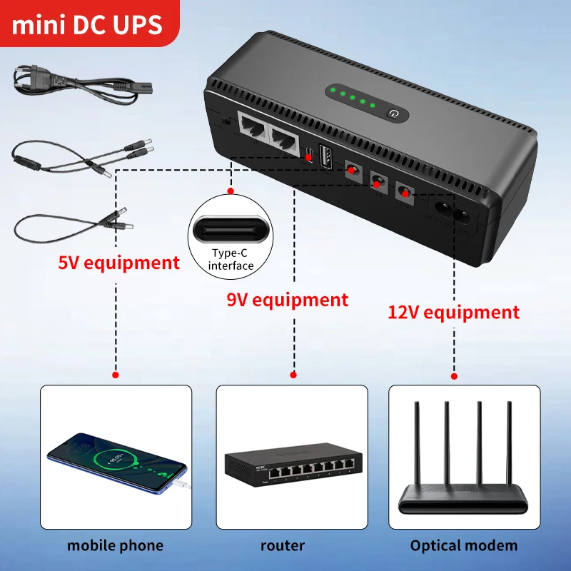 10400mAh UPS Mini Uninterruptible Power Supply DC 5v 9v 12v output Portable Battery Backup 18W POE Router Modem monitor 2A uninterruptible power supply portable ups mini ups