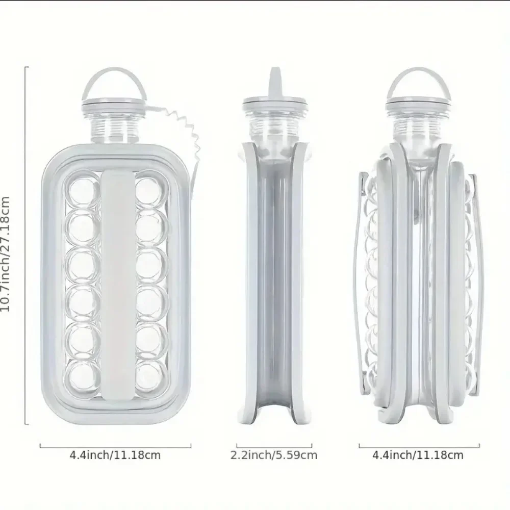 Description Picture 6 of itemPortable 2-in-1 Folding Ice Maker Water Bottle Creative Ice Cube Mold Kitchen Bar Gadgets Ice Hockey Lattice Making Tool Kettle