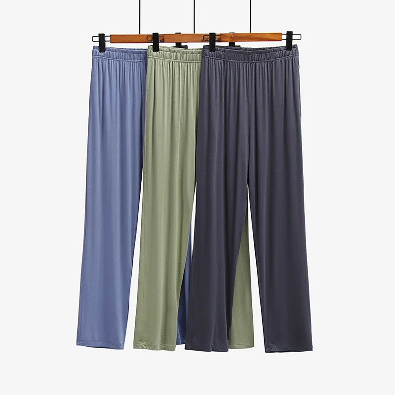 

Modal Men's Sleep Pants Elastic Waist Wide Leg Long Pants Pyjamas Men Summer Loose Thin Homewear Pajamas Pants for Men