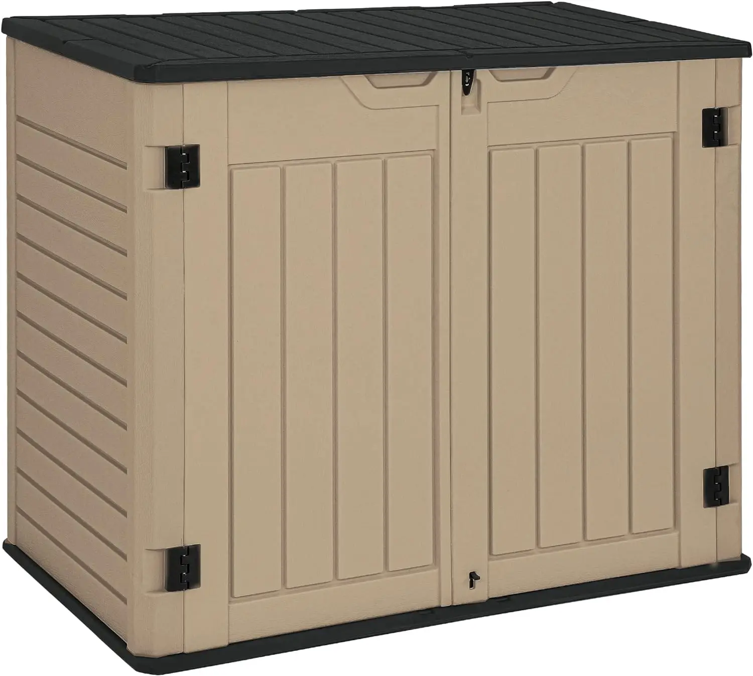 

Outdoor Horizontal Storage Sheds w/o Shelf 35 Cu Ft Lockable Resin Waterproof Shed Ideal for Garden Tools Easy to Assemble Brown