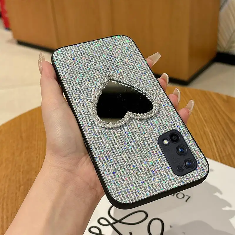 Luxury Mirror Glitter Shiny Grid Leather TPU Phone Case - Soft Cover