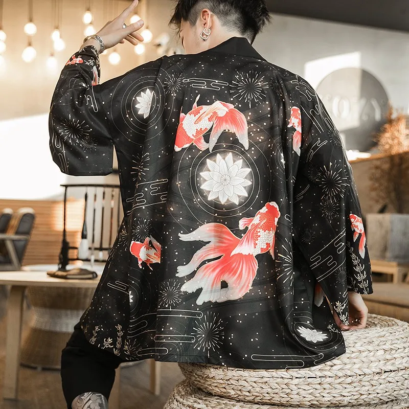 

Black Kimono Men Japanese Style Clothes Korean Clothing Hanfu Japan Haori Kimono Man Men's Kimonos Traditional Fashion Chinese