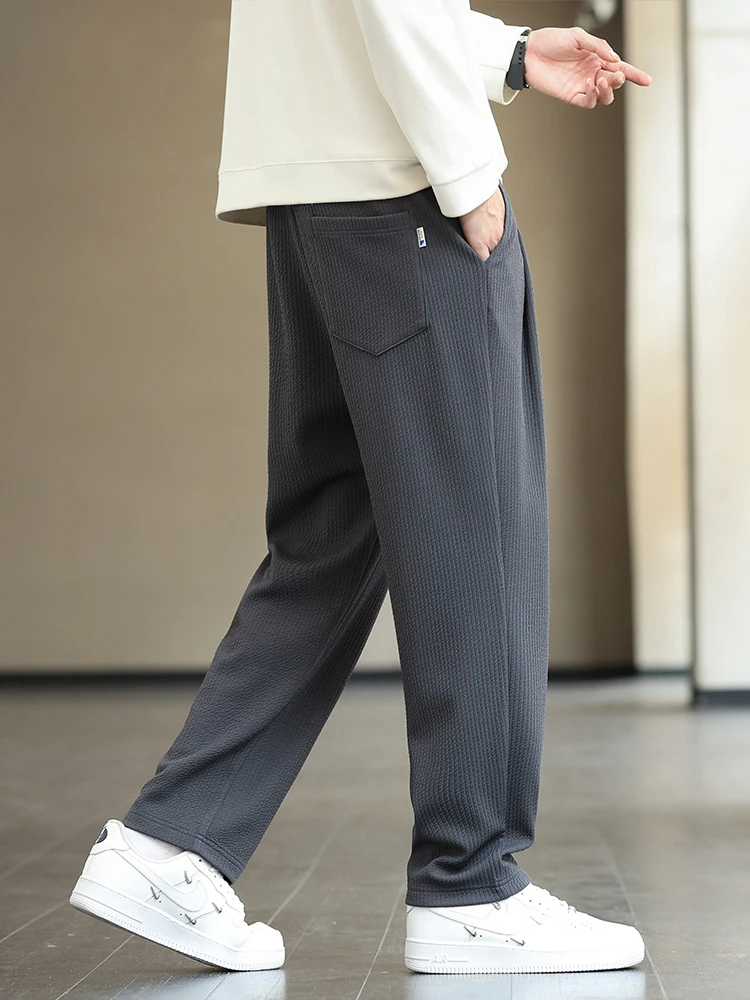 Autumn Men Sweatpants Drawstring Banding Waist Wide Leg Straight Casual Pants Plus Size 8XL Loose Trousers