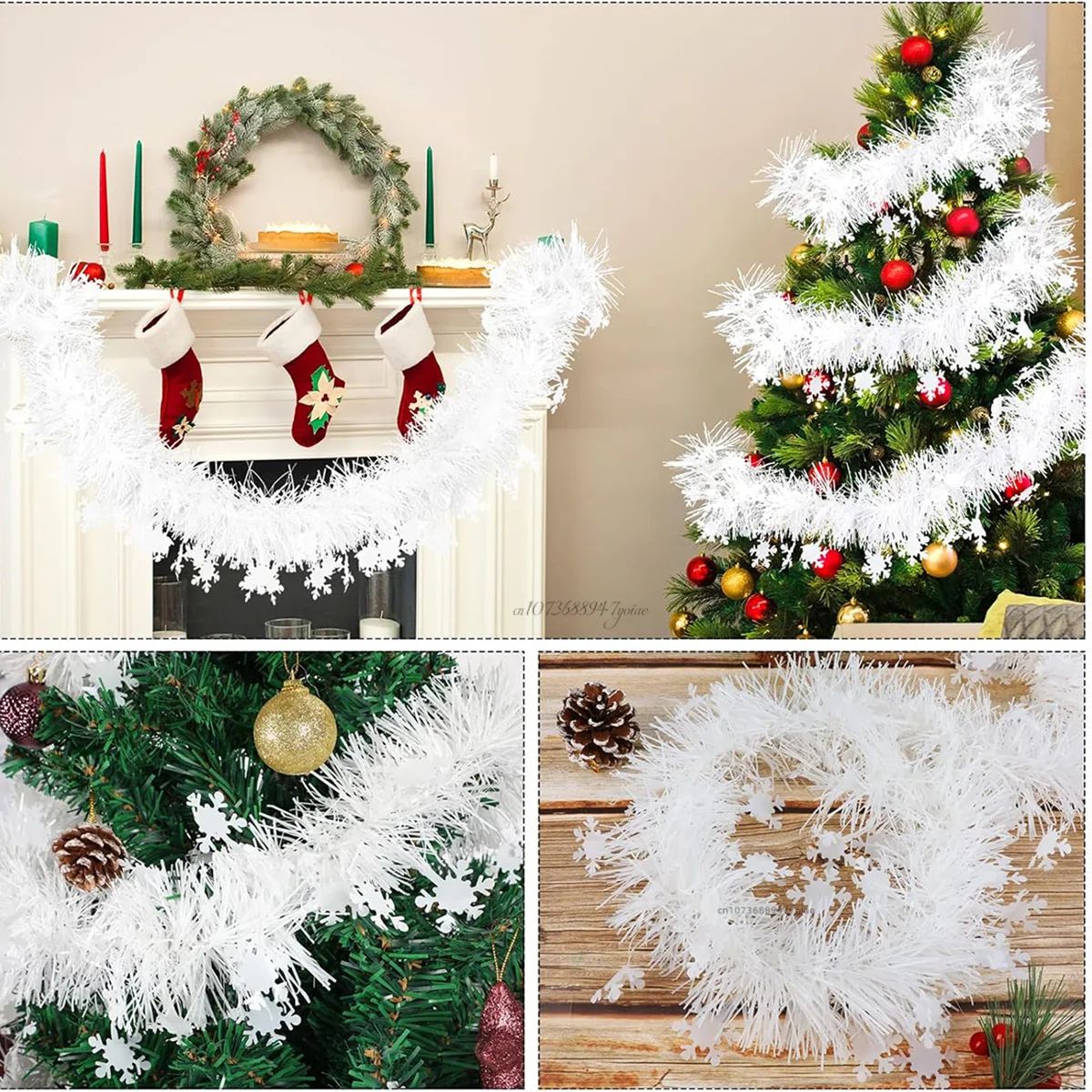 2M Christmas Cane Ribbons with Snowflakes DIY Garland Xmas Tree Ornaments