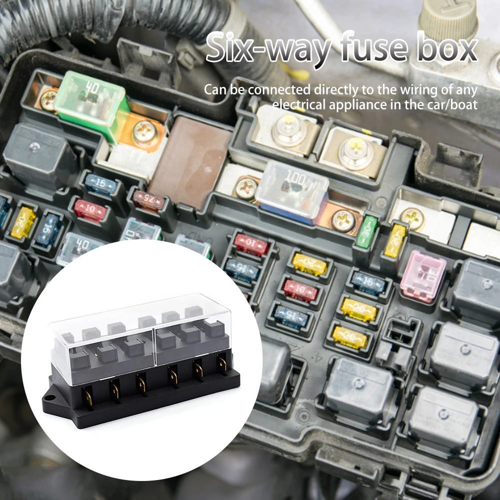 YJ-FB017 6 Ways 12-24V Automotive Circuit Blade Fuse Box for Car Truck Vehicle