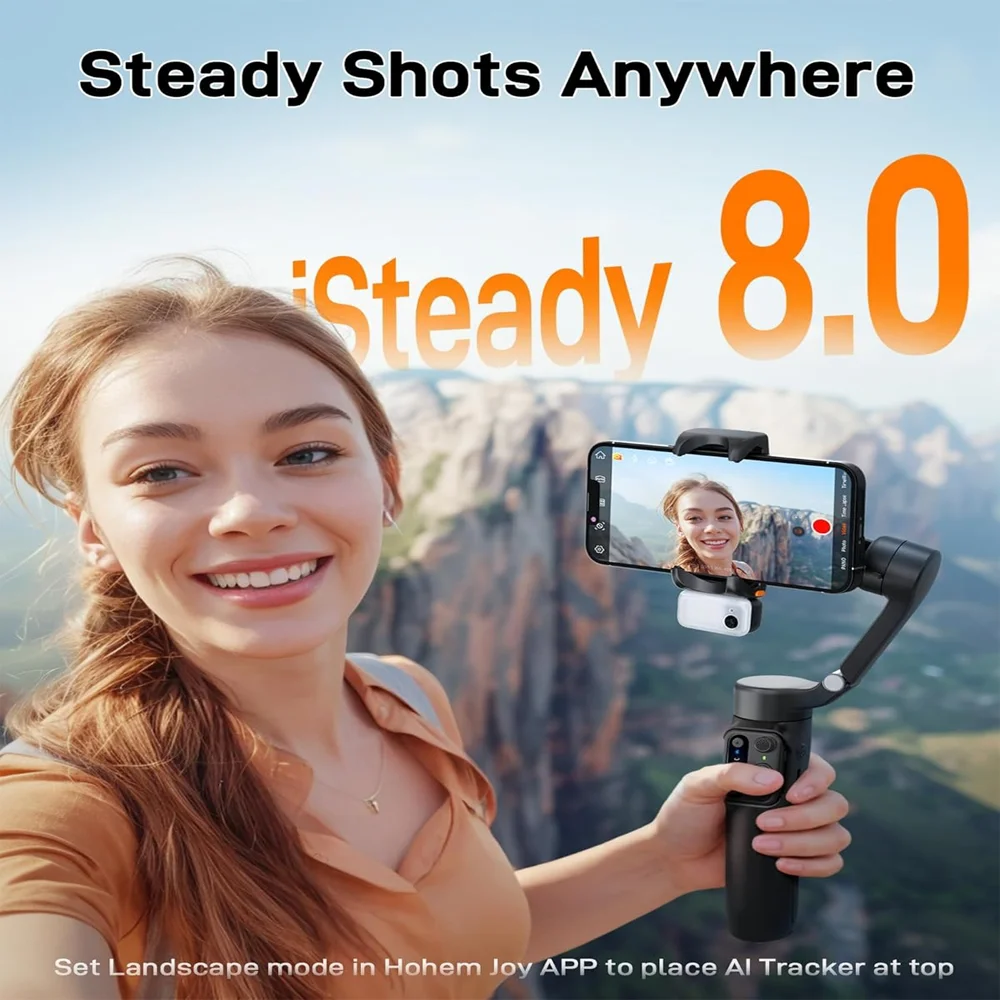 Hohem iSteady V3 3-Axis AI Face Tracking Gimbal Stabilizer Handheld for Smartphone with 3rd gear Fill Light for iPhone Android gimbal stabilizer