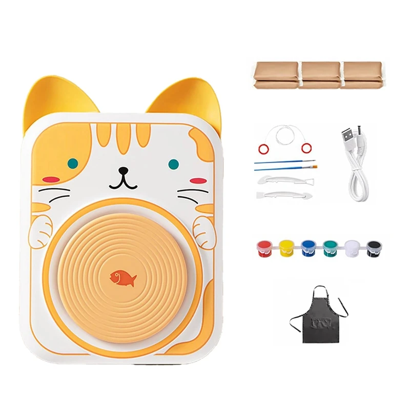 

Kids' Pottery Wheel - Clay Sculpting Tools And Painting Kit, DIY Kit For Beginners, 6 Pack Modeling Clay, Crafts Kit Durable