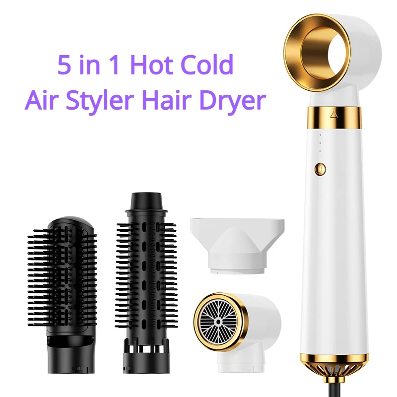 5 In 1 Asciugacapelli Hot Cold Air Styler Pettine Elettrico Che Soffia Ioni Negativi Asciugacapelli Strumento Per Lo Styling Asciugacapelli Automatico
