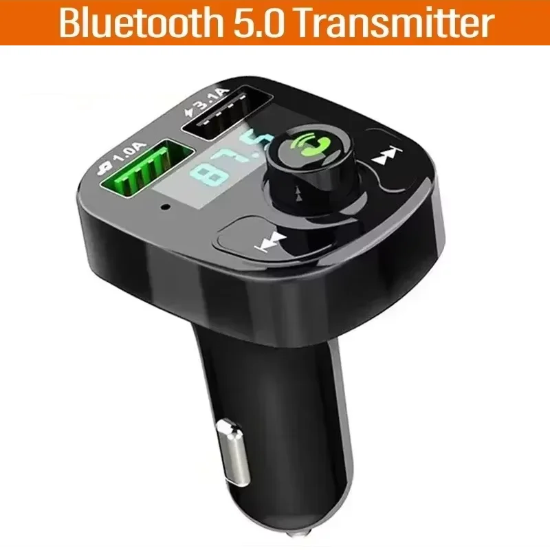 NEW Wireless Adapter LED MP3 Car Bluetooth FM Hands-Free Bluetooth 5.0 Transmitter 3.1A QC3.0 PD Type C Dual USB Charger