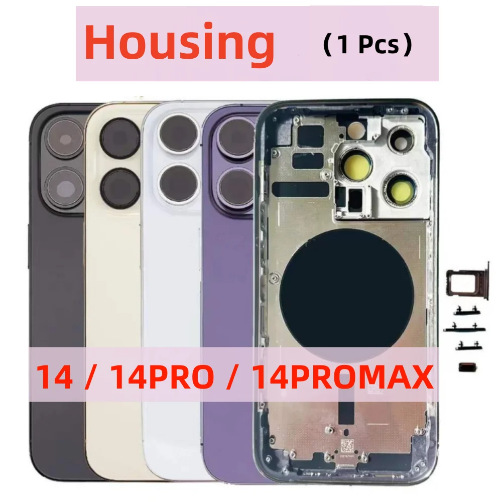 For iPhone 14 14 Pro 14Pro Max Back Housing Battery Cover Middle Frame Chassis Side Buttons SIM Tray Tools 14PRO Back Cover