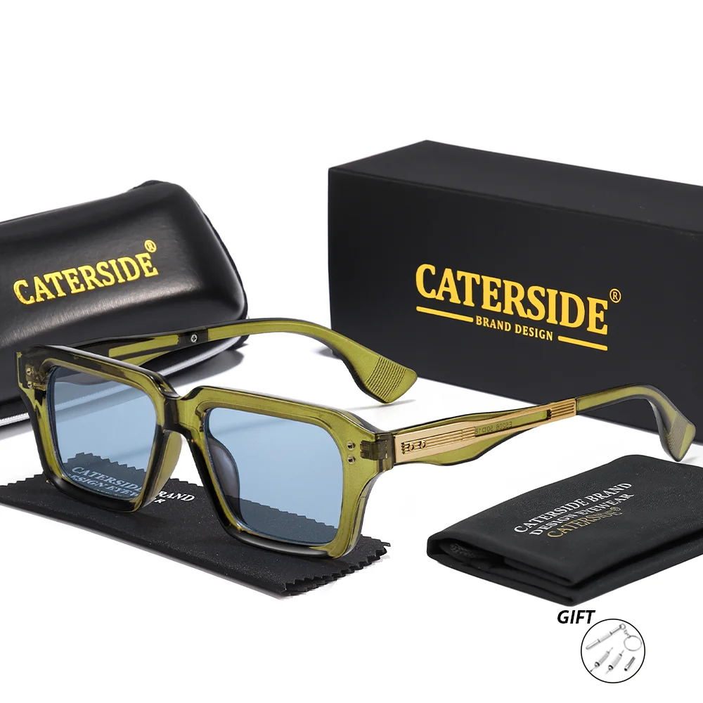 CATERSIDE Neue Vintage-Sonnenbrille für Herren mit quadratischer Form, individuell anpassbare optische Sonnenbrille für Damen, UV400-Schutz – Detail 12