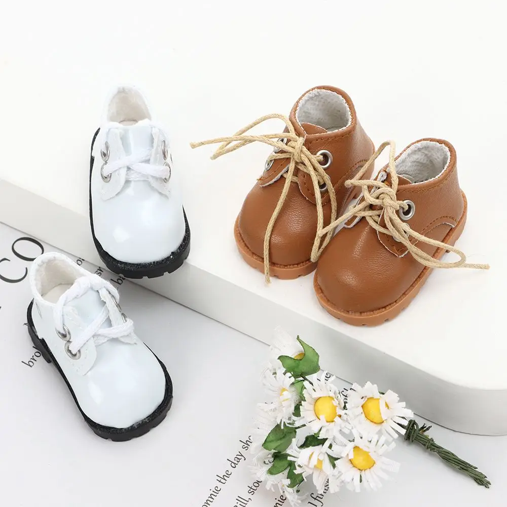 5cm Doll Toy Bright Leather Shoes for 1/6 Doll Toys Accessories Handmade Cute Doll Bandage Shoes Girls Gifts Doll Accessories