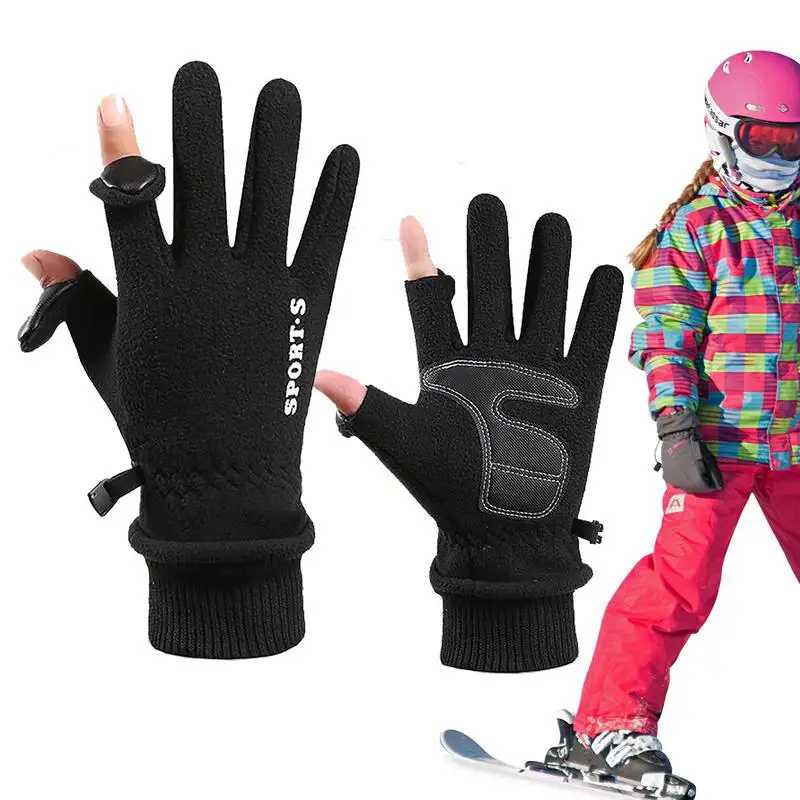 

Polar Fleece Winter Gloves Touchscreen Windproof Thicken Reversible Mitten For Men And Women Outdoor Cycling Hiking Gloves