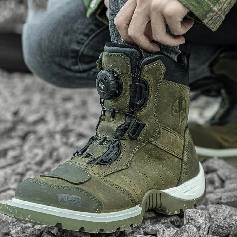 Motorcycle Boots Men Genuine Leather Waterproof Vintage Moto Casual Riding Shoe Motocross Protection Boots for Women