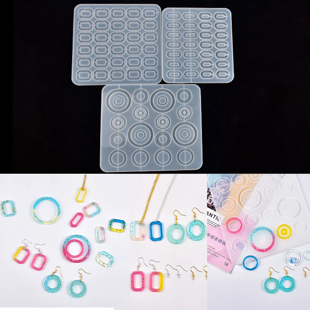 

Earring Pendant Silicone Mold Round Oval Mould Epoxy Resin Molds For DIY UV Resin Necklace Earring Pendant Crafts Jewelry Making