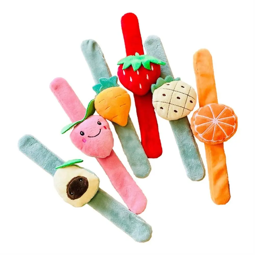 

Cute Fruit Plush Clap Circle Toy Pineapple Strawberry Avocado Wristband Orange Hand Clap Ring Slap Bracelet Kids Gifts Cartoon