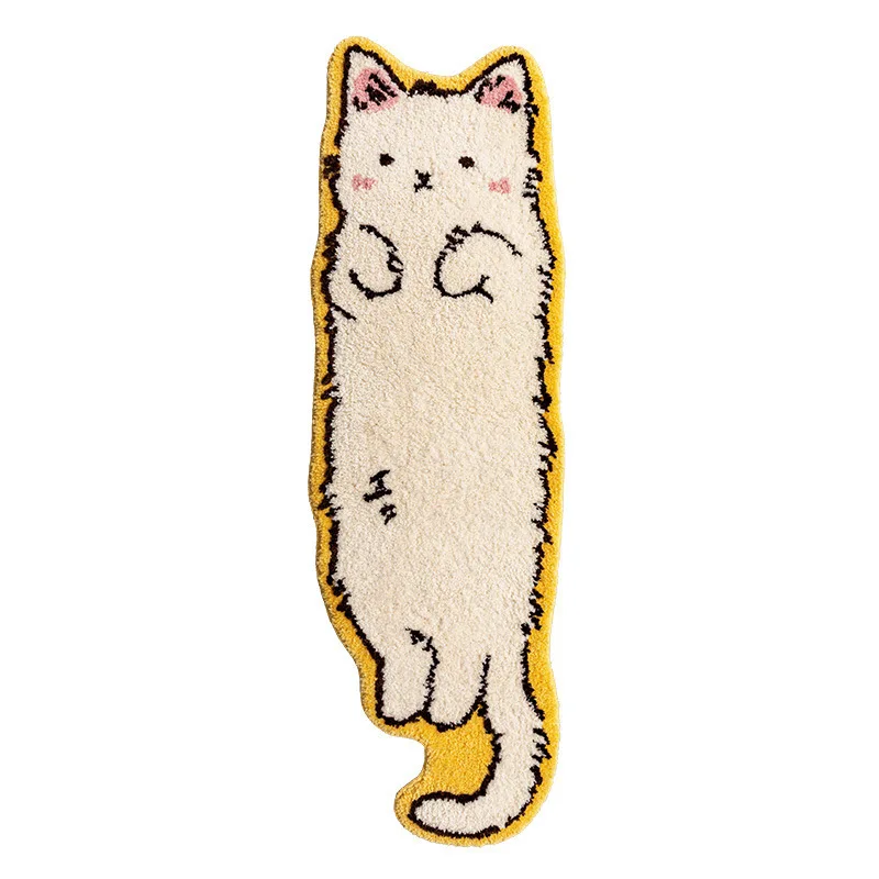 Cat Bedroom Mat Funny Machine Washable Animal Shaped Rug Runner Rug Floor Mat for Corridor Bedroom Kitchen Hallway Living Room
