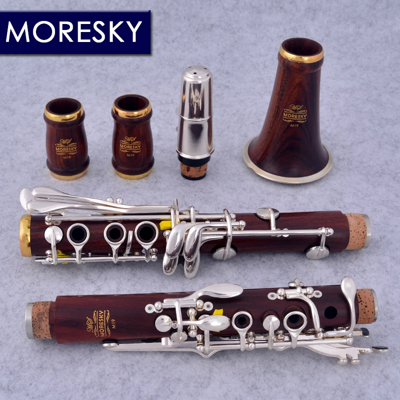 Clarinet woodwind instrument MORESKY Red Wood Professional Clarinet Rosewood Bb Gold-plated 17 Keys Mopane Sib Klarnet M19