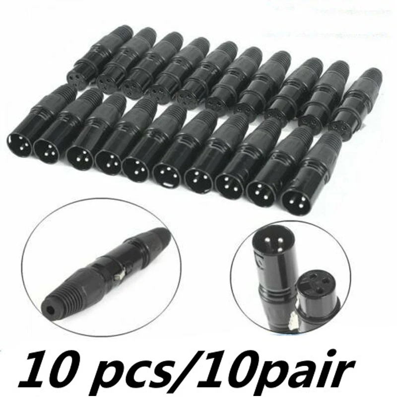 Pairs Pcs Xlr Dmx Pinos de Áudio Microfone Conectores de Cabo 10 Pcs Masculino Mais 10 Pcs Fêmea Mic Snake Plug Adaptadores de Cabo Opções 10