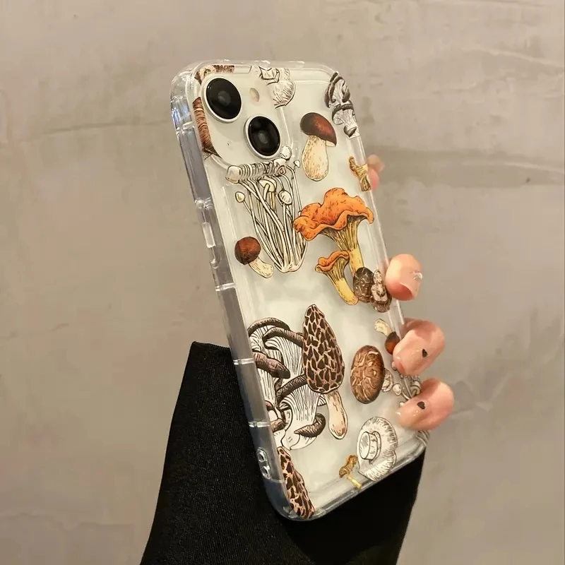Mushroom Flower Transparent Shockproof Phone Case