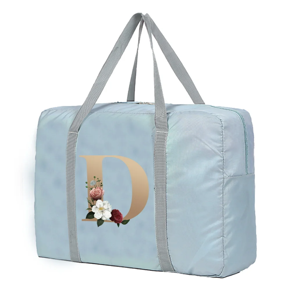 Large Capacity Travel Bag Unisex Organizers Foldable Luggage Handbags  Clothes Storage Duffle Carry on Bags Gold Lettern Series
