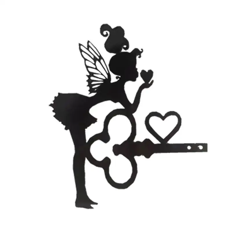 Metal Fairy Garden Decor Fairy Key Garden Figure Ornament Black Iron Art Decorative Metal Crafts For Indoor Outdoor Home Yard