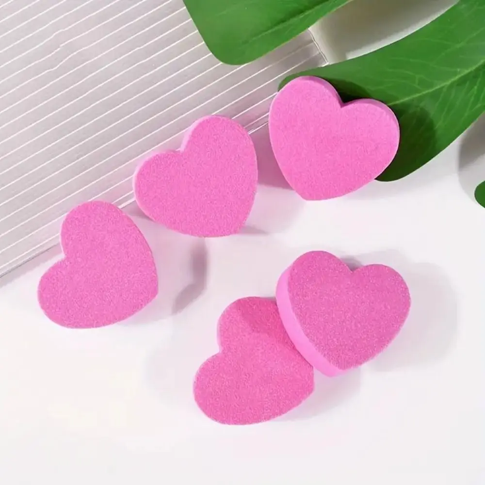 10 pcs Cute Nail File Pink And Black Heart Shape Polishing Blocks Kit Sponge Polishable Nail File Blocks Buffer Sanding Files