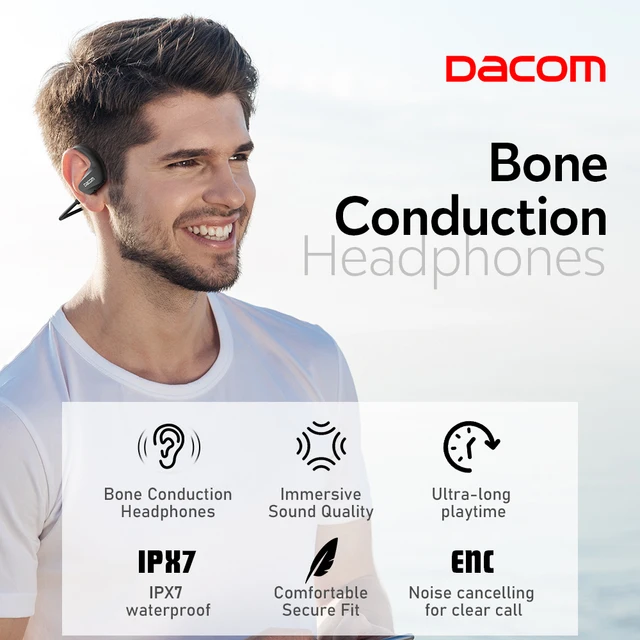 DACOM E60 IPX7 مقاوم للماء سماعات توصيل العظام ستيريو باس اللاسلكية سماعة ENC إلغاء الضوضاء مع هيئة التصنيع العسكري للرياضة|Bluetooth Erphones ∓ Hedphones|  -2