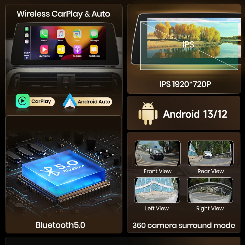 Radio de coche Junsun de 10,25 pulgadas con CarPlay inalámbrico y Android para BMW Serie 1 F20 2017-2019, sistema EVO, sistema inteligente, navegación GPS estéreo 4