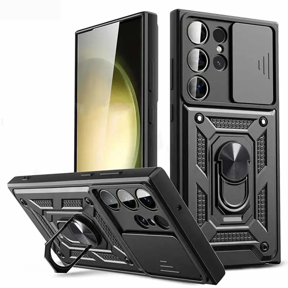 Rugged Slide Camera Lens Protector Armor Case with Military-Grade Bumpers and Ring Cover