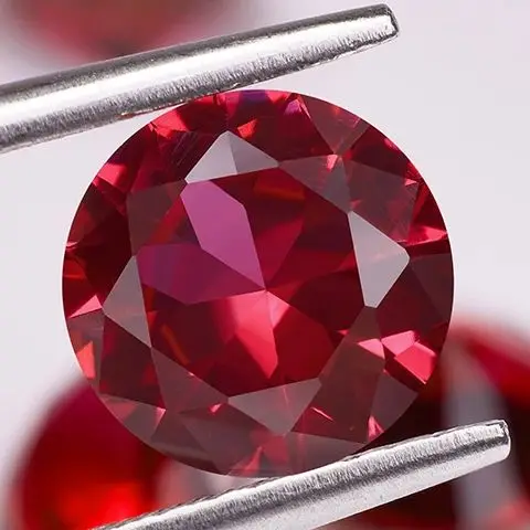 

5A Grade Red 8# Corundum Gemtone Factory Top Quality Loose Gemstone for DIY Jewelry Making Beads Round Cut Stones