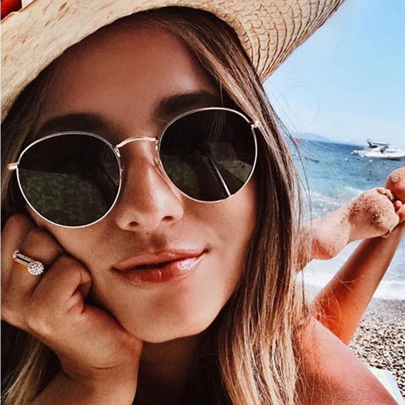 

2023 Classic Metal Small Round Frame Sunglasses Women Men Brand Designer Luxury Metal Mirror Colorful Sun Glasses Vintage Modis