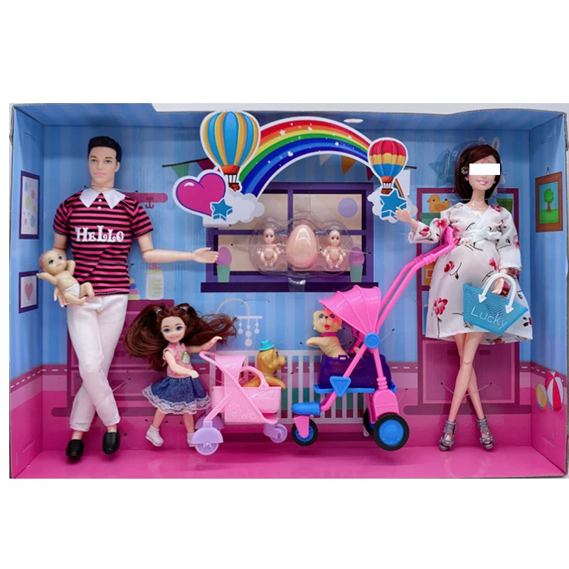 Newest Handmade Doll Accessories Baby Dolls Pregnant Mom Lady Father Dad Ken For Barbie Game Christmas Birthday Present Gift 2