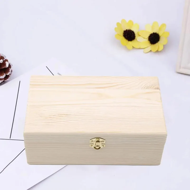 통나무 컬러 스카치 소나무 직사각형 나무 보관함, 플립 단단한 나무 선물 상자, 수제 공예 홈 케이스 상자