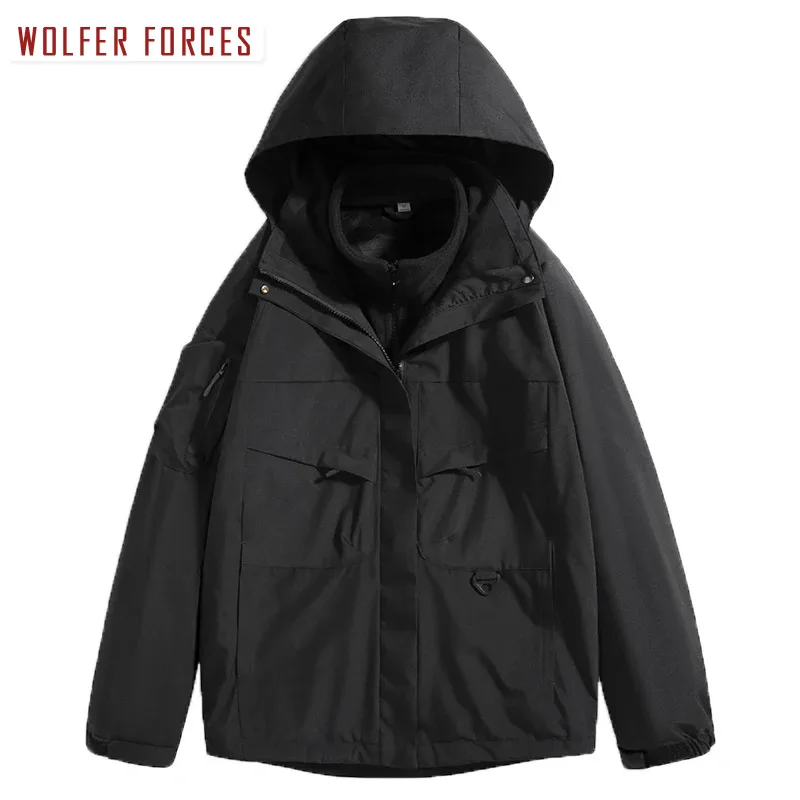 Oversize Jacket Winter Men Trekking Mountaineering Cardigan Sport Heavy Windbreak Motorcycle Military Camping