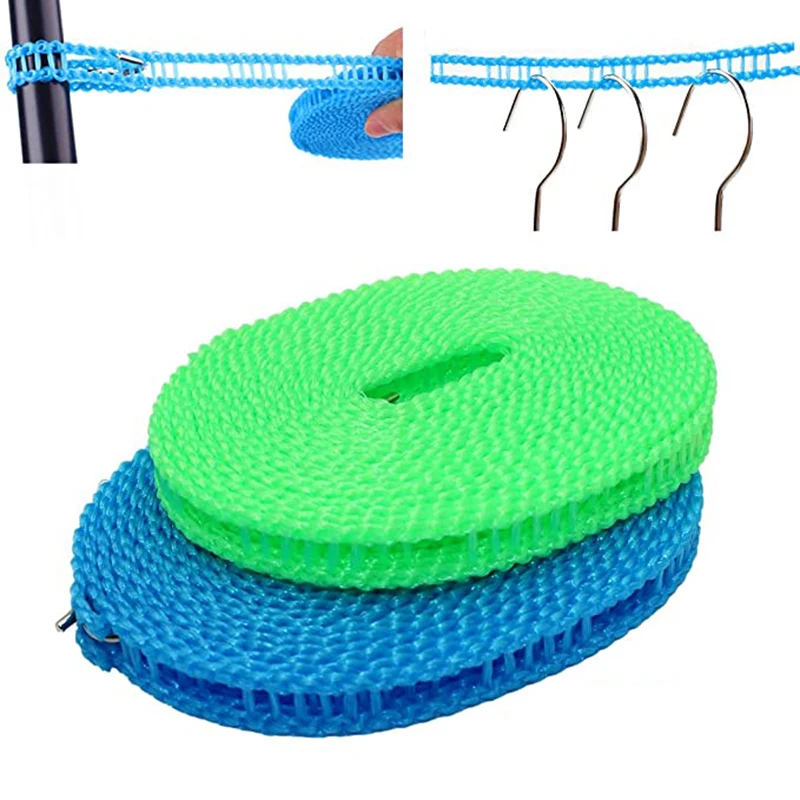3M/5MP/8M/10M Anti-Slip Clothesline Outdoor Windproof Clothesline Travel Retractable Rope Washing Line Camping Drying Line Tools