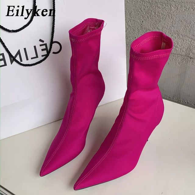 Eilyken New Ankle Boots: Stretch Fabric,Pointed Toe