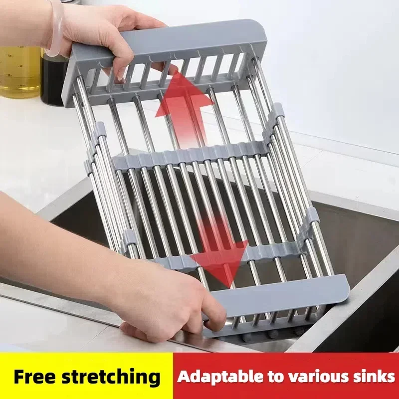 Expandable Dish Rack for Kitchen Sink Metal Dishing Drainer Multifunctional Basket of Dishes Sink Drying Rack Kitchen supplies bowl drying rack