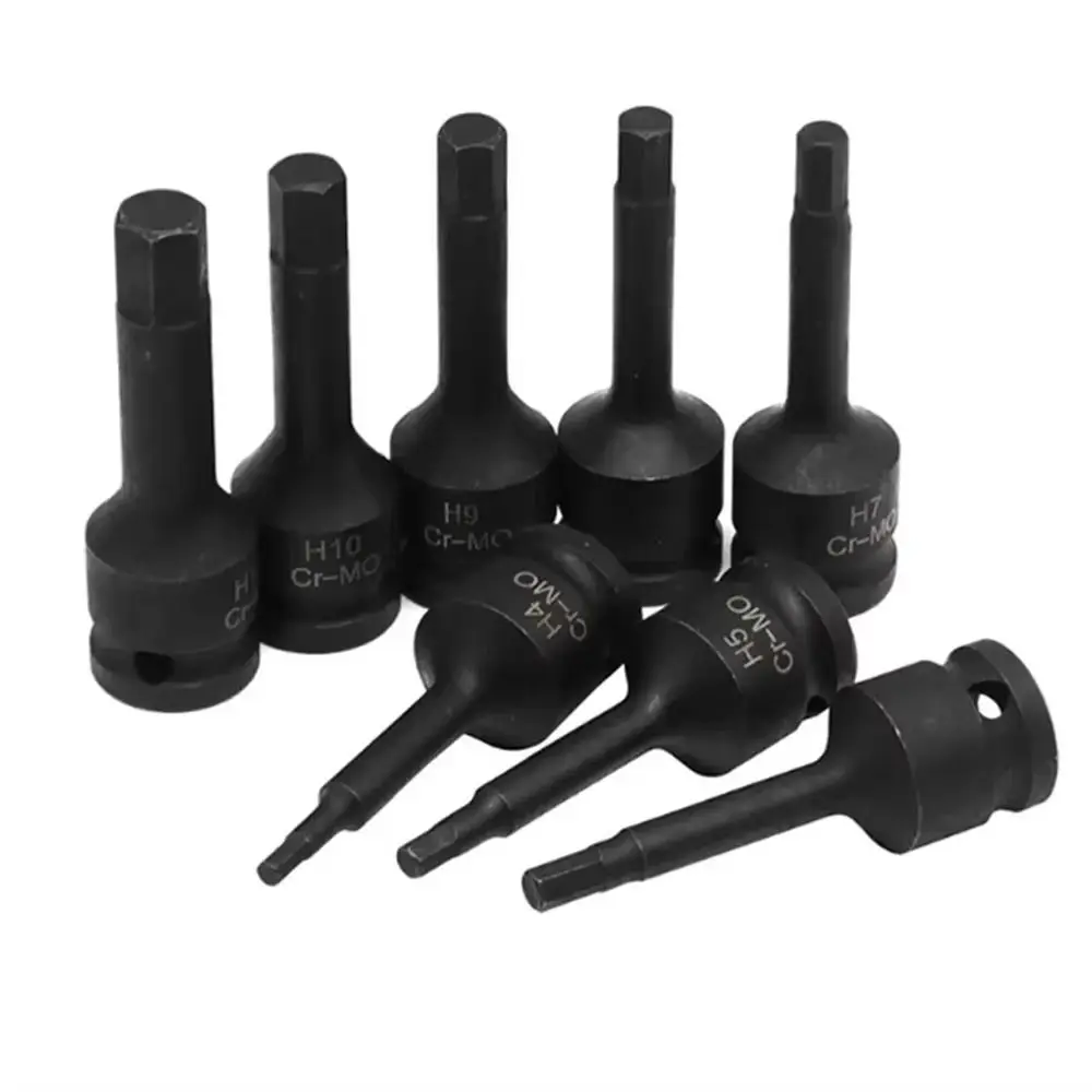 1Pcs Metric 1/2 Inch Shank Electric Drill Socket Adapter 80mm Length Long Bit Hex Hexagon Socket H4-H22 Cr-Mo Steel