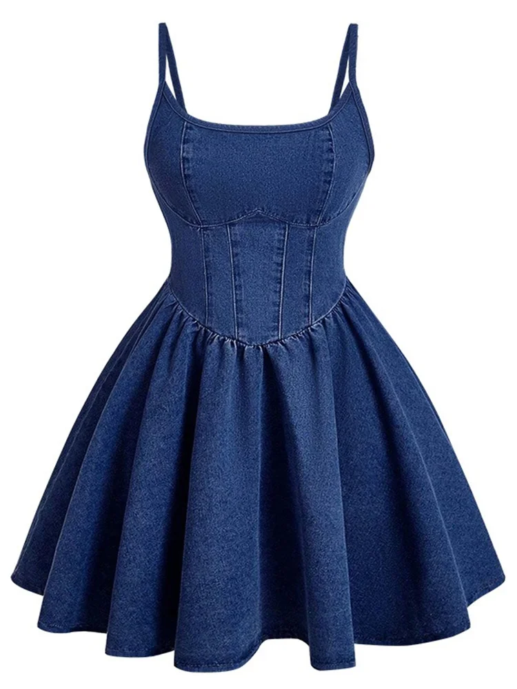 Wmstar Denim Dresses Women Elegant Casual Sleeveless Camisole Midi Dress Fashion Summer Clothes Wholesale Dropshipping New Style