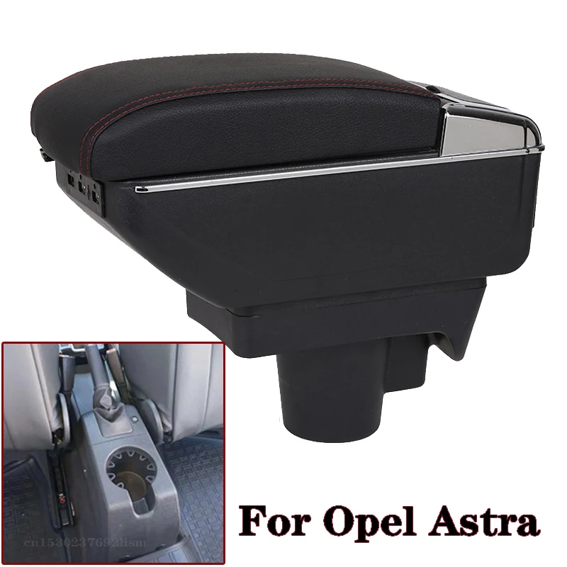 

For Opel Astra Armrest Box Opel Astra H Double layer Car Central Armrest Storage Box USB Charging cup holder ashtray accessories