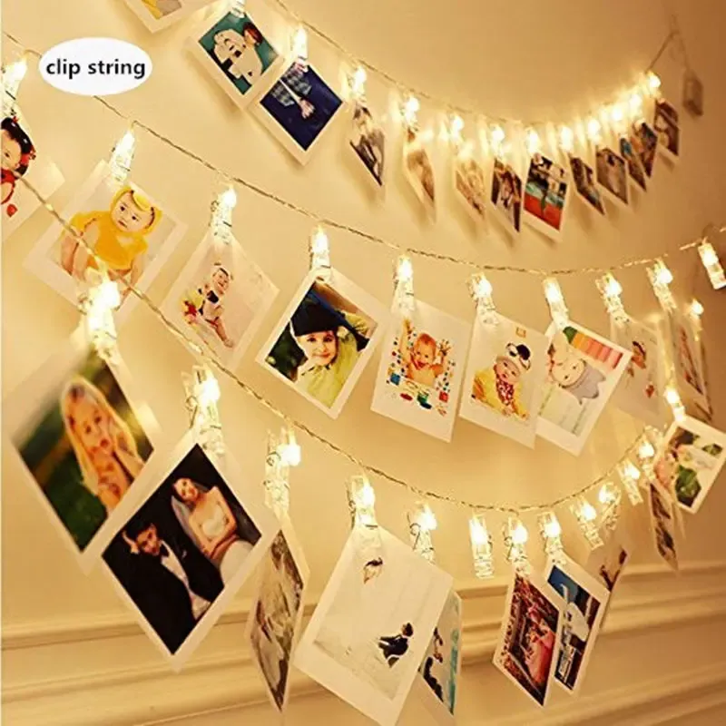 3M 20leds Photo Clip Holder LED String lights For Party holiday New Year Wedding Home Decoration Warm white Fairy lights Battery