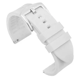 Enhanced Waterproof Silicone Sport Watch Band with Quick Release - Rubber Strap - 22mm (White)