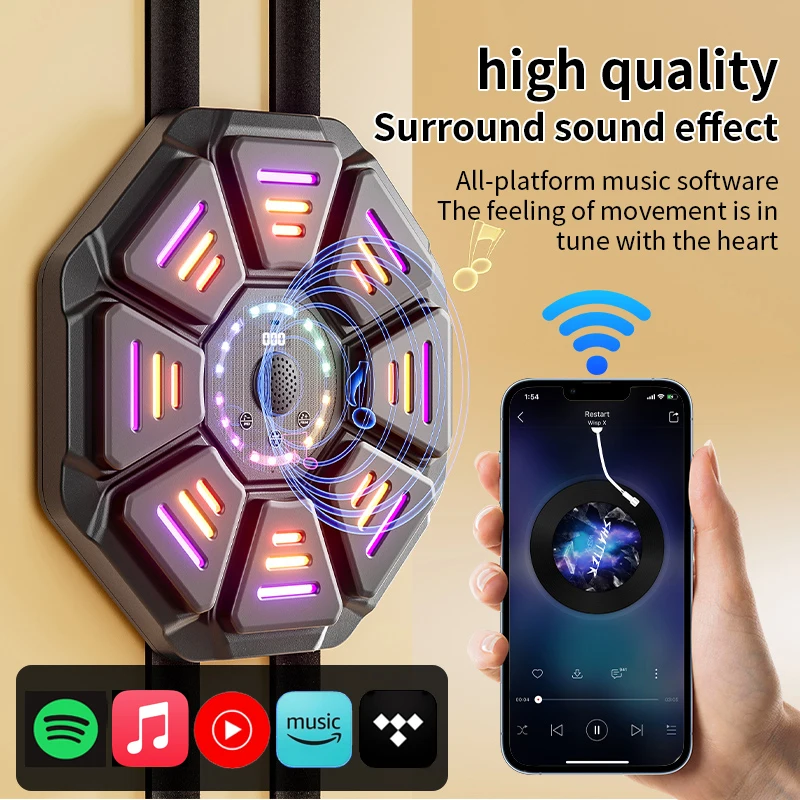 Music Boxing Toys New Smart Music Boxing Machine Bluetooth Wall Mounted Music Boxing Trainer Gym Home Electronic Target Punching Equipment