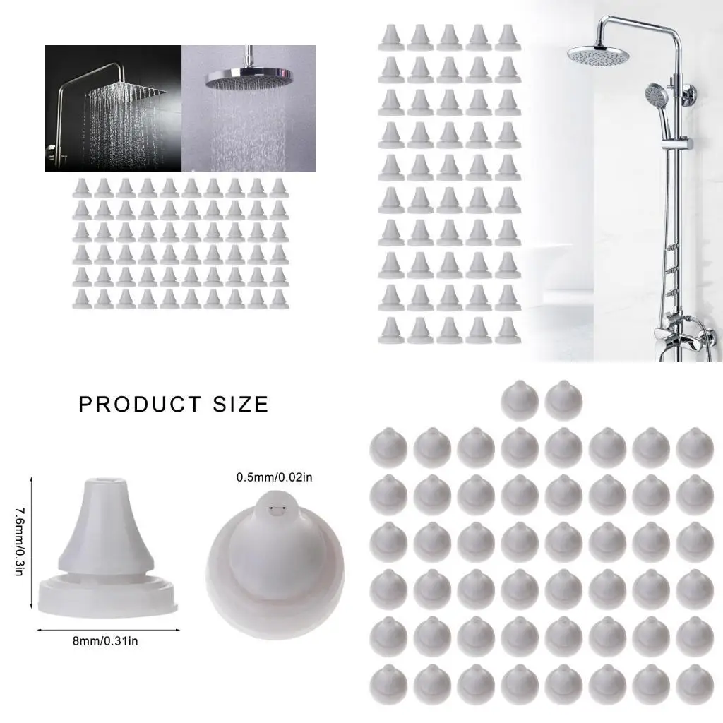 652F 50PCS ซิลิโคนฝักบัวอาบน้ำหัวฝักบัวสเปรย์รูรอบปลายสำหรับรู 4 มม. 1